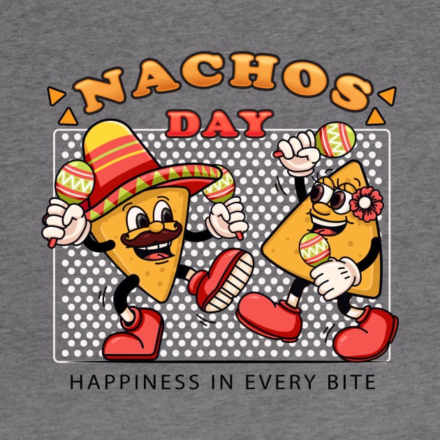 Nachos day. A pair of dancing nachos holding macaras by Vyndesign